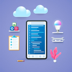 mobile application development concept in 3d style vector