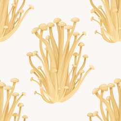 seamless pattern with enoki mushroom vector image