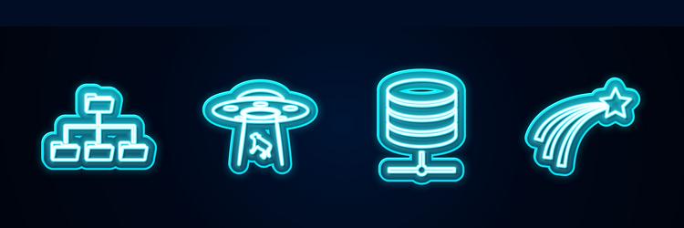 set line folder tree ufo abducts cow server data vector image