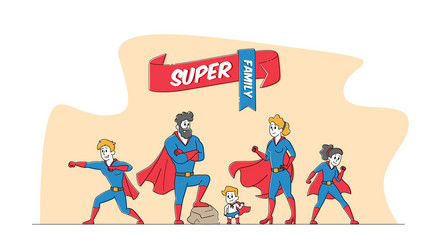 Super family mommy daddy and children vector