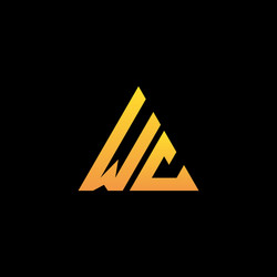 w c monogram initial logo with a yellow triangle vector image