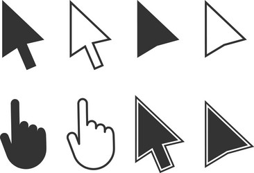 Arrow and hand computer mouse cursor icon set vector