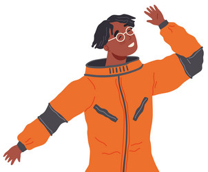 astronaut spaceman posing in spacesuit happy man vector image