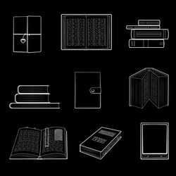 books black outline set nine white vector