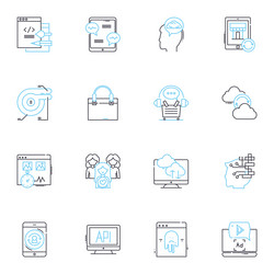 digital optimization linear icons set algorithm vector image
