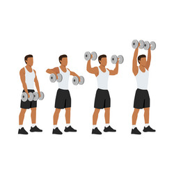 man doing dumbbell cuban press exercise vector image