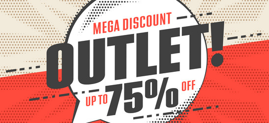 Mega outlet discount up to 75 percent off vector