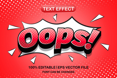 oops 3d editable text effect vector image
