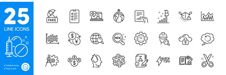 Outline icons set bitcoin graph internet search vector