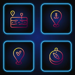 set line compass location with check mark broken vector image
