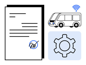 digital vehicle contract with automation vector image