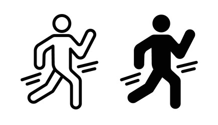 Man fast run icon set runner and speed motion vector