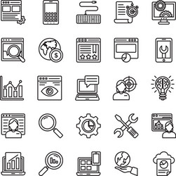 Seo and web optimization line icons 2 vector