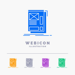 wire framing web layout development 5 color glyph vector image