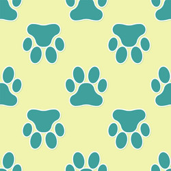 green paw print icon isolated seamless pattern vector image