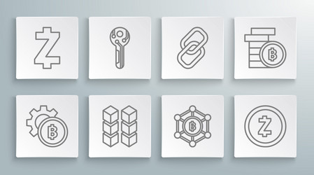 set line cryptocurrency coin bitcoin key vector image