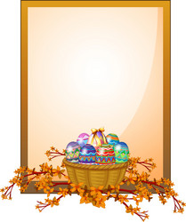 an empty frame signage with a basket of eggs vector image