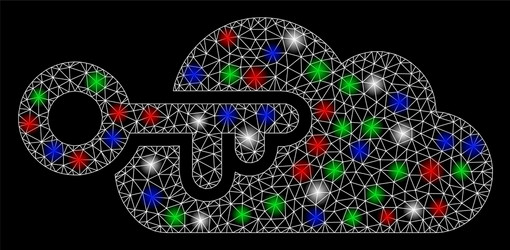 bright mesh wire frame cloud access with flare vector image