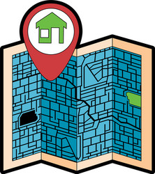paper map with pointer location isolated icon vector image