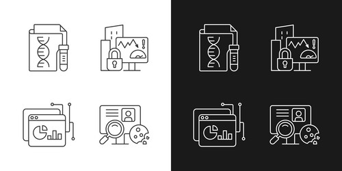 sensitive data types linear icons set for dark vector