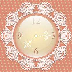 vintage background with elegance clock and lace vector