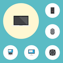 flat icons system unit laptop computer mouse vector image