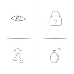 internet security simple linear icons set vector image
