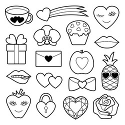 Romantic patch set vector