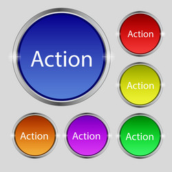 Action sign icon motivation button with arrow set vector