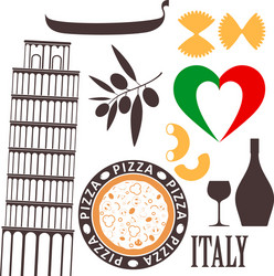 Italy Icons Set Vector Image