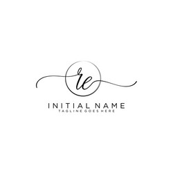 Initial re handwriting logo with circle template Vector Image