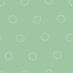 Seashell Pattern - White Shells on Sage vector image