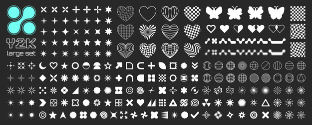 y2k futuristic retro design elements large set vector image