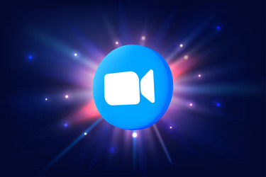 zoom app 3d icon on space background with rays vector image