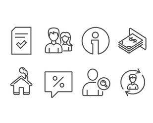 Checked file find user and discount message icons vector