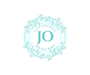 Jo initials letter wedding monogram logos Vector Image