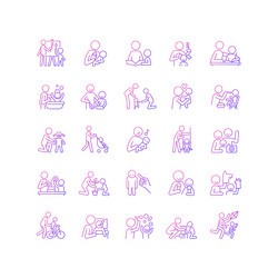 parent and child interaction gradient linear vector image