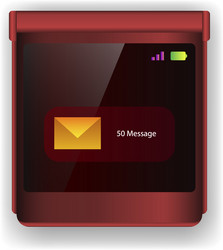 red smartphone interface showing new message vector image