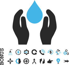 Water care flat icon with bonus vector