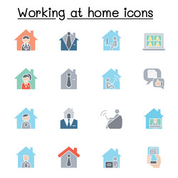 working at home set in flat color style vector image