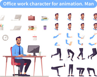 businessman front view animated flat character vector image