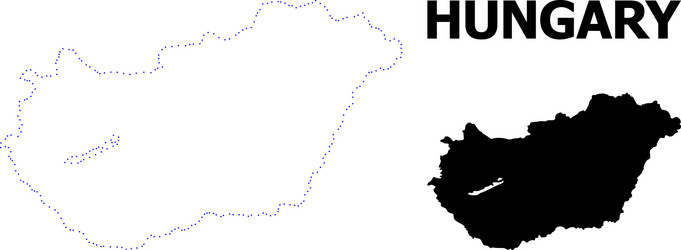 contour dotted map hungary with caption Vector Image