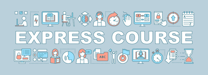 express language course word concepts banner vector