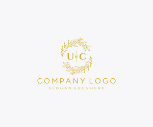 Initial uc letters floral frames unique Royalty Free Vector