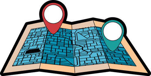 paper map with pointer location isolated icon vector image