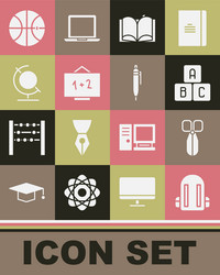 set school backpack scissors abc blocks open vector image