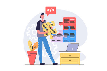 programmers concept in modern flat design for web vector image