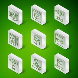 set line isometric cube graphic designer rgb vector image