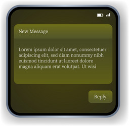 smartphone message interface with reply button vector image