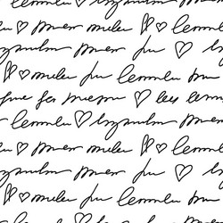 Handwritten Pattern with Script & Hearts vector image